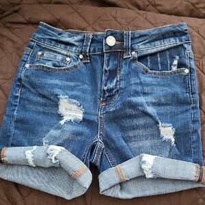 Indigo Rein Blue Jean Shorts Distressed Cuffed
